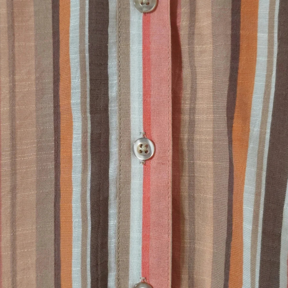 ✨️4/$20. COMO BLU Retro Striped Long Sleeve, Linen Look. Multi-Color, 70's - Picture 7 of 13